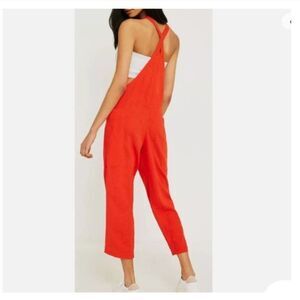 BDG Urban Outfitters Shapeless Cropped Jumpsuit Orange Linen Blend Overalls S